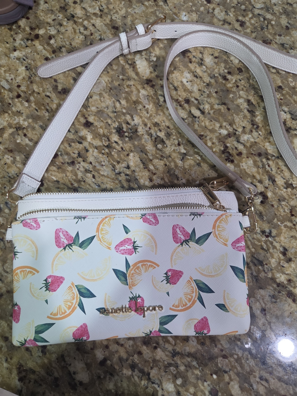 Nanette Lepore Cream Citrus & Strawberry Crossbody Bag